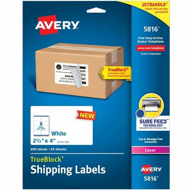Avery 5816 Printable Shipping Labels, 2.5" x 4"