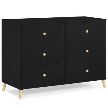 Delta Children Essex 6-Drawer Dresser, Natural/Black